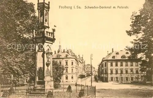 AK / Ansichtskarte Freiberg_Sachsen Schwedendenkmal Peterstrasse Freiberg Sachsen