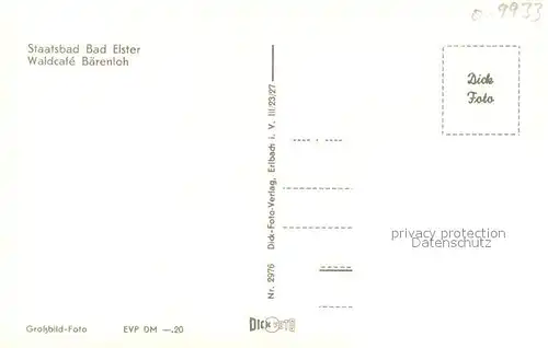 AK / Ansichtskarte Elster_Bad Waldcafe Baerenloh Elster_Bad