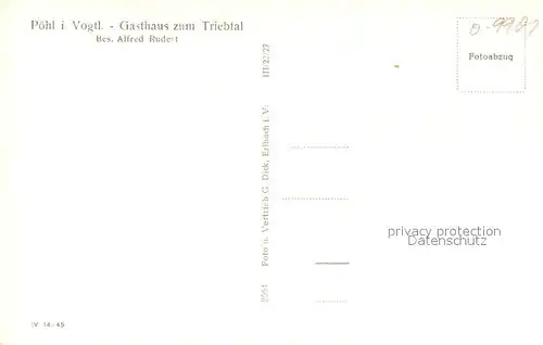 AK / Ansichtskarte Poehl_Vogtland Gasthaus Triebtal Panorama Poehl_Vogtland
