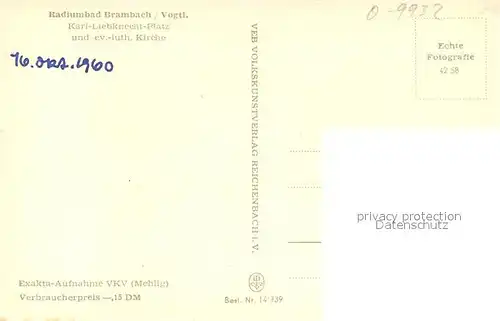 AK / Ansichtskarte Brambach_Bad Karl Liebknecht Platz Kirche Brambach_Bad