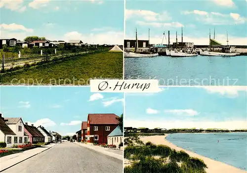AK / Ansichtskarte Hurup_Thy Hafen Strand Campingplatz Stadtansicht Hurup_Thy