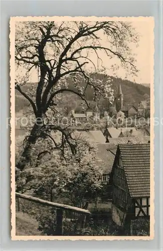 AK / Ansichtskarte Elsoff_Wittgenstein Ortsansicht mit Kirche Baumbluete Elsoff_Wittgenstein