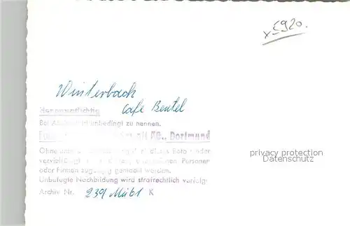 AK / Ansichtskarte Winterbach_Wittgenstein Cafe Beutel Gastraum Kamin 