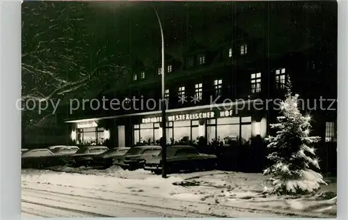 AK / Ansichtskarte Bad_Berleburg Kurhotel Westfaeliser Hof zur Weihnachtszeit Christaum Bad_Berleburg