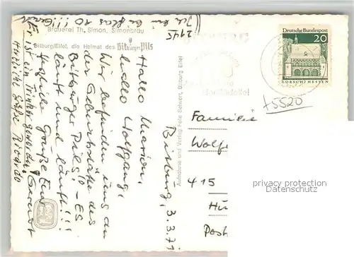 AK / Ansichtskarte Bitburg Brauerei Th. Simon Simonbraeu Bierbrunnen Bitburg