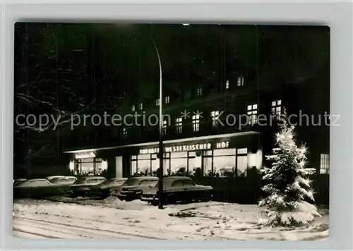 AK / Ansichtskarte Bad_Berleburg Kurhotel Westfaelischer Hof zur Weinachtszeit Christbaum Nachtaufnahme Bad_Berleburg