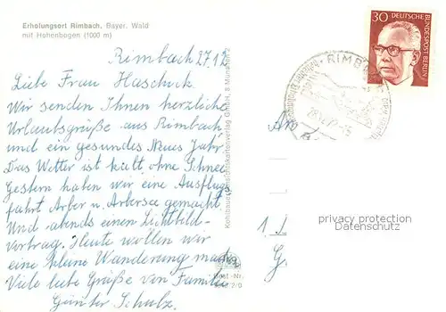 AK / Ansichtskarte Rimbach_Bayrischer_Wald mit Hohenbogen Rimbach_Bayrischer_Wald