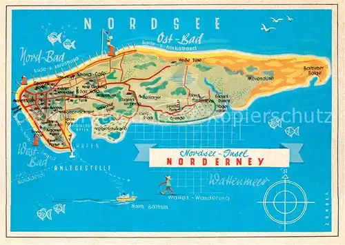 AK / Ansichtskarte Norderney_Nordseebad Inselkarte Norderney_Nordseebad
