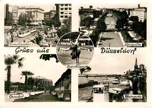 AK / Ansichtskarte Duesseldorf Corneliusplatz Koenigsallee Ehrenhof Rheinpartie Radschlaeger Duesseldorf