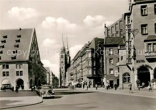 AK / Ansichtskarte Nuernberg Koenigstrasse mit Lorenzkirche Nuernberg