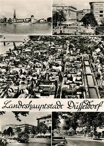 AK / Ansichtskarte Duesseldorf Rheinpartie Fliegeraufnahme Teilansichten Duesseldorf