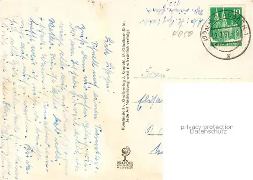 AK / Ansichtskarte Moenchengladbach Wasserturm Bahnhof Kirche Park Monument Strassenpartie Moenchengladbach