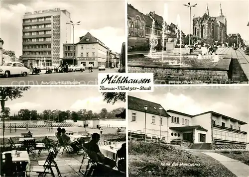 AK / Ansichtskarte Muehlhausen_Thueringen Hotel Stadt Muehlhausen Wilhelm Pieck Platz Schwanenteich Haus des Handwerks Muehlhausen Thueringen