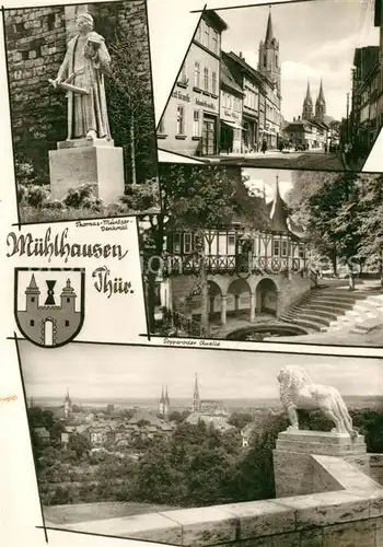 AK / Ansichtskarte Muehlhausen_Thueringen Thomas Muentzer Denkmal Popperoder Quelle Loewenskulptur Muehlhausen Thueringen
