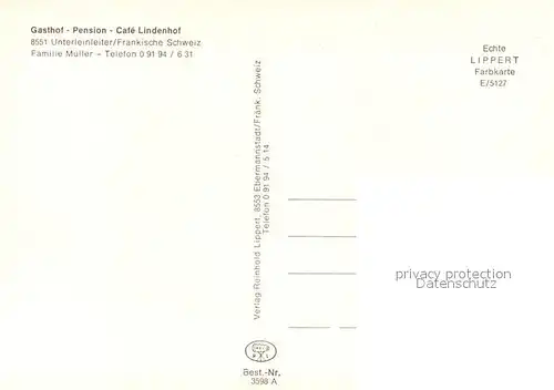 AK / Ansichtskarte Unterleinleiter Gasthof Pension Lindenhof Gastraeme Terrasse Gaestezimmer Unterleinleiter