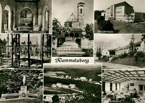 AK / Ansichtskarte Rummelsberg Philippuskirche Hospiz Bruederhaus Erholungsheim Gedaechtniskreuz Speisesaal Rummelsberg