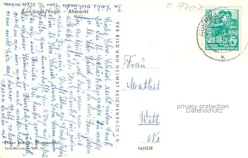 AK / Ansichtskarte Auerbach_Vogtland Altmarkt Auerbach_Vogtland