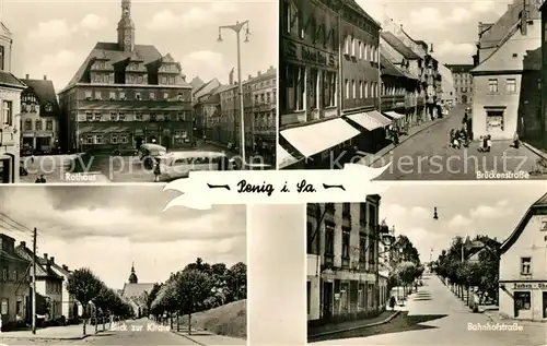 AK / Ansichtskarte Penig Bahnhofstrasse Kirche Rathaus Penig