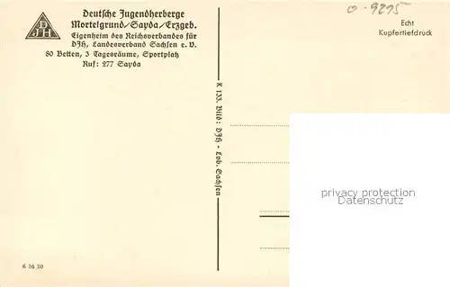 AK / Ansichtskarte Sayda Jugendherberge Mortelgrund Sayda