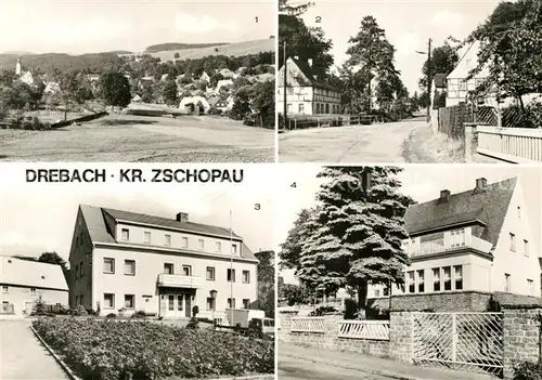 AK / Ansichtskarte Drebach Panorama Hauptstrasse Rathaus Kinderkrippe Drebach