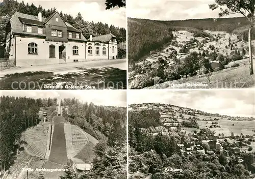 AK / Ansichtskarte Klingenthal_Vogtland Gaststaette Goldener Stern Steindoebra Aschberg Grosse Aschbergschanze Klingenthal_Vogtland