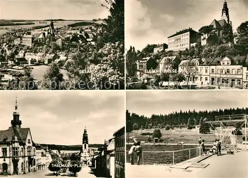 AK / Ansichtskarte Adorf_Vogtland Elsterstrasse Thaelmann Platz Schwimmbad Panorama Adorf_Vogtland