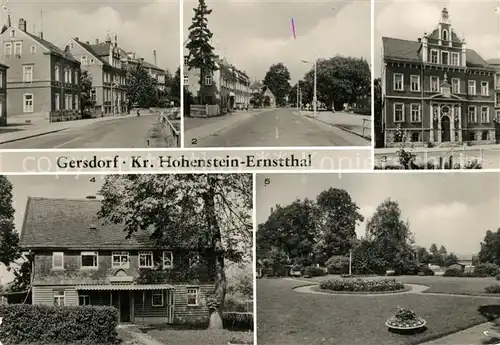 AK / Ansichtskarte Gersdorf_Hohenstein Ernstthal Rathaus Platz des Friedens Kinderkrippe Volkspark Gersdorf