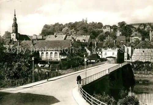 AK / Ansichtskarte Lunzenau Kirche Stadtansicht Bruecke Mulde Lunzenau