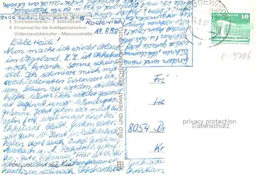 AK / Ansichtskarte Rodewisch Internat Fachschule oekonomie Schulsternwarte Schlossinsel Ehrenmal Rodewisch