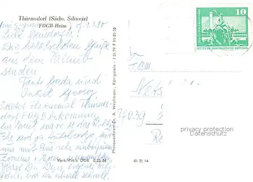 AK / Ansichtskarte Thuermsdorf FDGB Heim Thuermsdorf