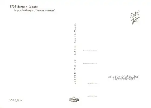 AK / Ansichtskarte Bergen_Vogtland Jugendherberge Thomas Muentzer 