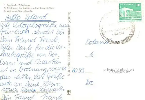 AK / Ansichtskarte Falkenstein_Vogtland Freibad Rathaus Liebknecht Platz Wilhelm Pieck Strasse Falkenstein_Vogtland