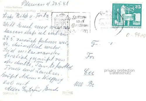 AK / Ansichtskarte Plauen_Vogtland Rathaus Bahnhof Otto Grotewohl Platz Plauen_Vogtland