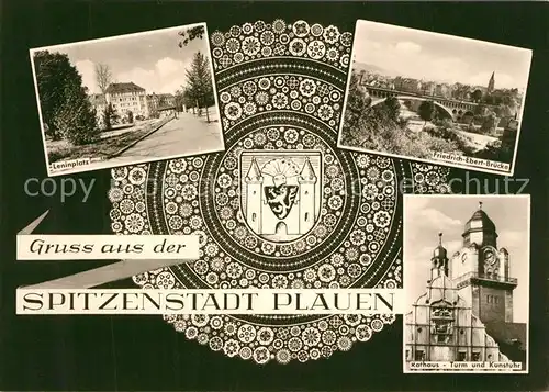 AK / Ansichtskarte Plauen_Vogtland Rathaus Leninplatz Friedrich Ebert Bruecke Plauen_Vogtland