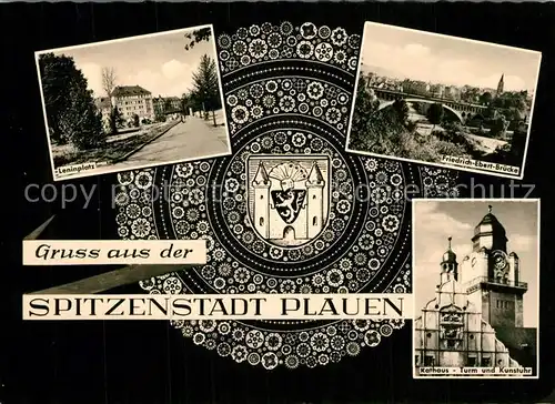 AK / Ansichtskarte Plauen_Vogtland Rathaus Bruecke Leninplatz Plauen_Vogtland