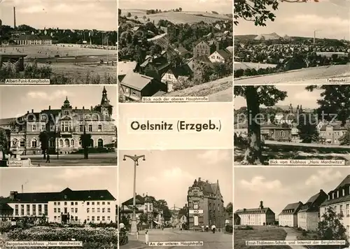 AK / Ansichtskarte Oelsnitz_Erzgebirge Bergarbeiterclubhaus Hauptstrasse Rathaus Oelsnitz Erzgebirge