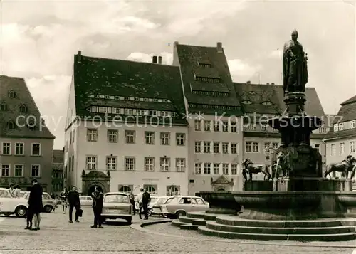 AK / Ansichtskarte Freiberg_Sachsen Obermarkt Brunnen Freiberg Sachsen