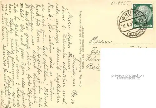 AK / Ansichtskarte Gruena_Sachsen Kirche Kriegerdenkmal Gruena Sachsen