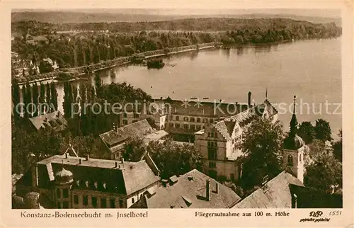 AK / Ansichtskarte Konstanz_Bodensee Fliegeraufnahme Bodenseebucht Inselhotel Konstanz_Bodensee