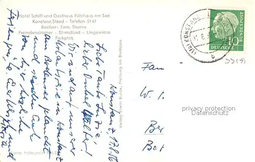 AK / Ansichtskarte Konstanz_Bodensee Hotel Schiff Gasthaus Faehrhaus am See Konstanz_Bodensee