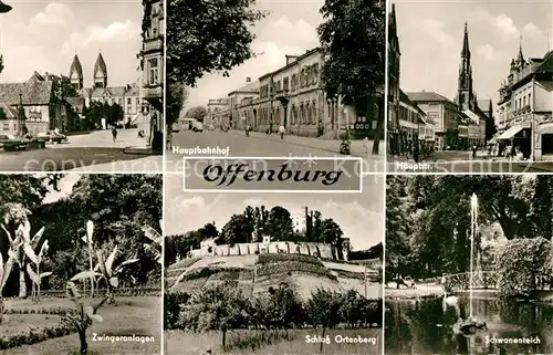 AK / Ansichtskarte Offenburg Hauptbahnhof Hauptstrasse Schloss Ortenberg Zwingeranlagen Offenburg