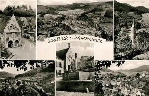 AK / Ansichtskarte Schiltach Brunnen Kirche Stadtpanoramen Schiltach