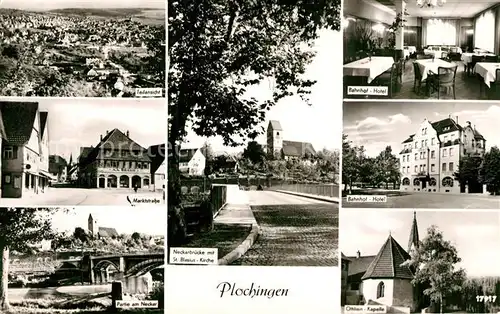 AK / Ansichtskarte Plochingen Marktstrasse Bahnhof Hotel Neckarbruecke Sankt Blasius Kirche Plochingen
