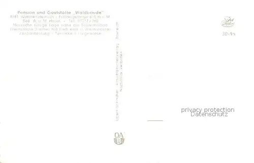 AK / Ansichtskarte Warmensteinach Pension und Gaststaette Waldbaude Warmensteinach