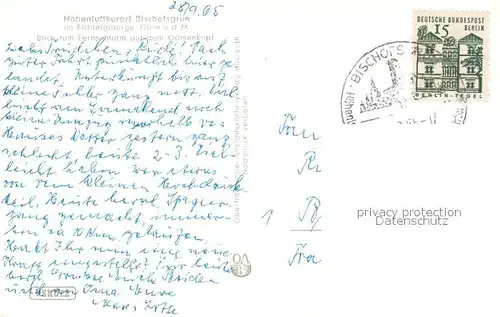 AK / Ansichtskarte Bischofsgruen Blick zum Fernsehturm auf dem Ochsenkopf Bischofsgruen