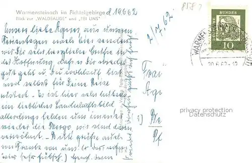 AK / Ansichtskarte Warmensteinach Panorama mit Waldbaude Warmensteinach