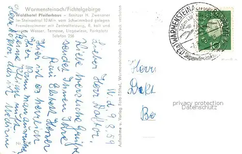 AK / Ansichtskarte Warmensteinach Waldhotel Pfefferhaus Warmensteinach