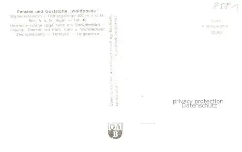 AK / Ansichtskarte Warmensteinach Pension und Gaststaette Waldbaude Warmensteinach
