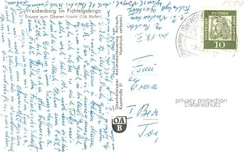 AK / Ansichtskarte Weidenberg Treppen zum Oberen Markt Weidenberg