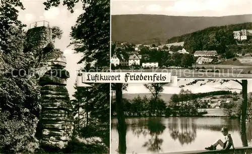 AK / Ansichtskarte Friedenfels Steinturm Panorama Weiher Friedenfels